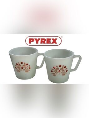 VINTAGE PYREX COFFEE CUP BUNDLE MILK GLASS SUMMER IMPRESSIONS